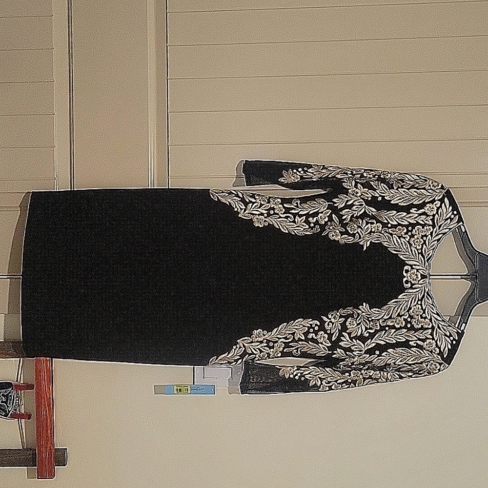 Antonio Melani black dress w embroidery  4 NWT